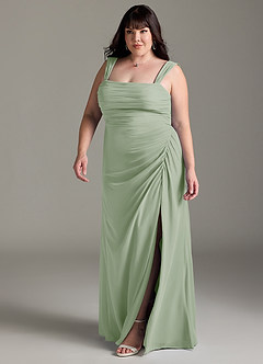 Azazie Jesaphine Bridesmaid Dresses Dusty Sage Sheath Bow Chiffon Dress image12