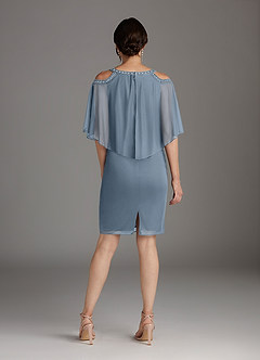 Azazie Junibee Abiti per la Madre della Sposa Abito Tubino in Maglia Lustrini Blu Polveroso image4