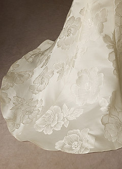 Azazie Nita Abiti da Sposa Abito Sirena in Jacquard Floreale Senza Cinturino Crema image13
