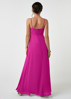 Azazie Collette Junior Fuchsia A-Line Ruched Chiffon Dress image2