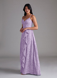 Azazie Naeem Robes de demoiselle d'honneur Robe Trapèze en Blumen-Burnout Lilas image2