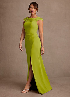 Azazie Irvine Mother of the Bride Dresses Lemongrass A-Line Pleated Chiffon Dress image1