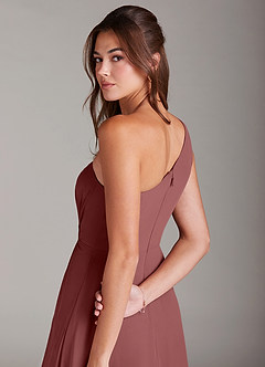 Azazie Brooke Brautjungfernkleider A-Linie One-Shoulder Chiffon Kleid Amethyst image2