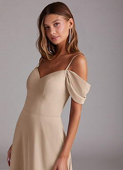 Azazie Marley Bridesmaid Dresses Taupe A-Line Off the Shoulder Chiffon Convertible Dress image8