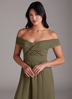 Azazie Lamara Robes de demoiselle d'honneur Combinaison Convertible en Mousseline de soie Épaule décolletée Vert Saule image7