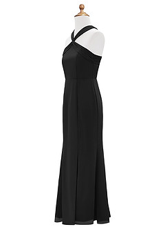Azazie Rue Junior Vestido de Negro de Gasa de Sirena con Corte Lateral image8
