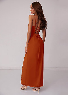 Barbie ♥ Azazie Bridesmaid Dresses Paprika Sheath Corset Chiffon Dress image3