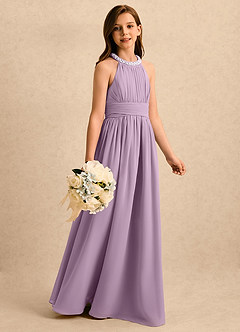 Azazie Aria Girls Formal Flower Girl Klänningar Klänning A-Line i Chiffong Plisserad image3