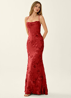 Kailani Red 3D Flowers Corset Mermaid Lace Up Back Prom Dress image3