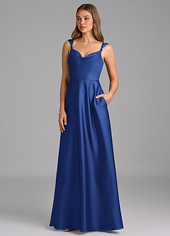 Azazie Beatrice Bridesmaid Dresses Royal Blue A-Line Sweetheart Neckline Stretch Satin Dress image3