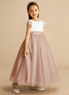 Azazie Pookie Flower Girl Dresses English Rose A-Line Lace Tulle Dress image2