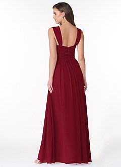 Azazie Zapheira Bridesmaid Dresses Burgundy A-Line Ruched Chiffon Dress image2