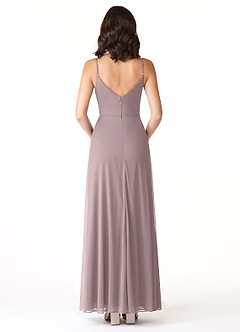 Azazie Evalin Robes de demoiselle d'honneur Robe Trapèze en Maille Col V plissé Crépuscule image2