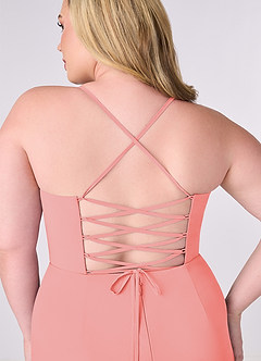 Barbie ♥ Azazie Bridesmaid Dresses Coral Sheath Corset Chiffon Dress image8