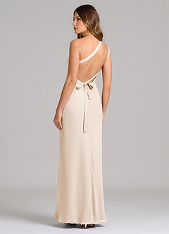 Azazie Monroe 신부 들러리 드레스 쉬스 한쪽 어깨 쉬폰 바닥 길이 드레스 image2