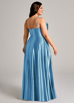 Azazie Elle Suknie dla druhen Linia A z kieszeniami Metaliczny satynowy Do ziemi Sukienka image11