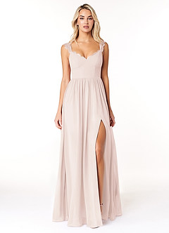 Azazie Cleobella Bridesmaid Dresses Rose Petal A-Line Sweetheart Lace Chiffon Dress image1