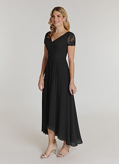Azazie Thais Mother of the Bride Dresses Black A-Line Lace Chiffon Dress image3