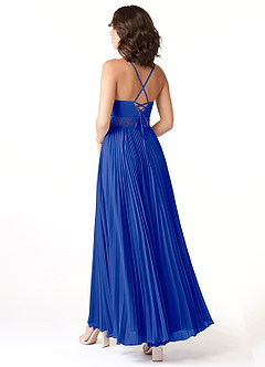 Azazie Devyn Abiti da Damigella Abito A-Line in Chiffon Corsetto Blu Reale image4