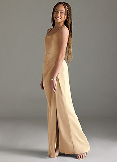 Azazie Mero Junior Meerjungfrau-Linie Plissee Stretch-Satin Kleid Champagner image4