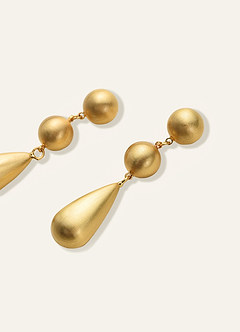 front Pendientes de gota de agua de metal cepillado