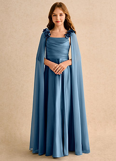 Azazie Rosita Junior Formal Robe Demoiselle D'honneur Fillette Robe Trapèze en Mat Satiné Plissée Bermude image5