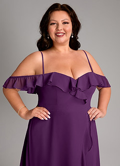 Azazie Lyra Bridesmaid Dresses Grape A-Line Chiffon Convertible Dress image17