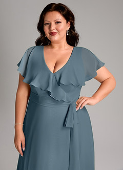 Azazie Lainey Bridesmaid Dresses Twilight A-Line with Pockets Chiffon Dress image13