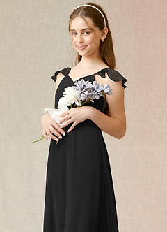 Azazie Everett Junior Vestido de Negro de Gasa de Corte En A image6