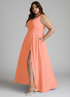 Azazie Karina Bridesmaid Dresses Sunset A-Line Pleated Chiffon Dress image8