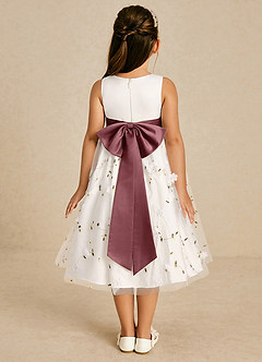 Azazie Pollie Flower Girl Dresses Ivory Desert Rose A-Line Bow Tulle Dress image2