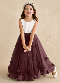 Azazie Vi Flower Girl Dresses Sangria A-Line Sleeveless Tulle Dress image6