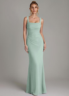 Azazie Agustina Bridesmaid Dresses Agave Mermaid Corset Chiffon Dress image5