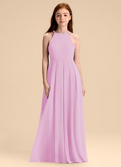 Azazie Arianthe Junior Vestido de Rosa Caramelo de Gasa de Corte en A con Plisado image4
