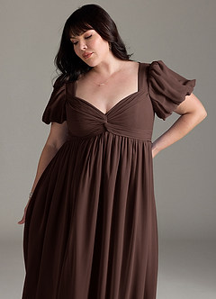 Azazie Madisynn Maternity Bridesmaid Dresses Bow Chiffon Floor-Length Dress image9