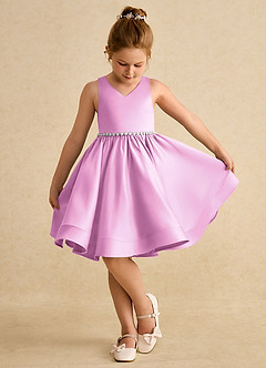 Azazie Julietta Flower Girl Dresses Candy Pink Ball-Gown Convertible Tulle Dress image4