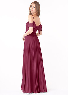 Azazie Lyney Bridesmaid Dresses Mulberry A-Line Off the Shoulder Chiffon Dress image4