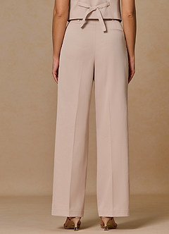 front Margaret Tan Cotton Linen Blend Pants