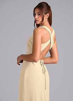 Azazie Evadne 신부 들러리 드레스 쉬스 주름진 쉬폰 발목 길이 드레스 image7