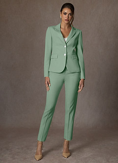 front Whitney Matcha Structured Stretch Full Length Pants Suit