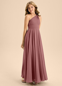 Azazie Charlize Junior Desert Rose A-Line Pleated Chiffon Dress image5