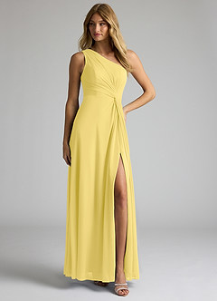 Azazie Brooke Šaty pre družičky A-Line Jedno rameno Sieťovina Dĺžka podlahy Šaty image3