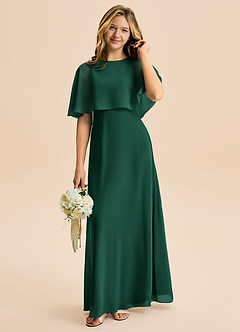 Azazie Maris Junior Abito A-Line in Chiffon Smeraldo image1