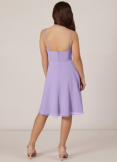 Azazie Kalie Junior Vestido de Lila de Gasa de Corte en A con Con cinturón image2