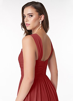 Azazie Zapheira Vestidos de damas de honor Vestido de Óxido de Gasa de Corte en A con Volante image6