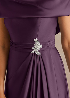 Azazie Branford Mother of the Bride Dresses Plum A-Line Pleated Stretch Satin Dress image4