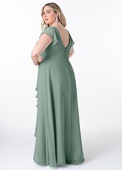 Azazie Omari Bridesmaid Dresses Silver Sage A-Line Chiffon Dress image8