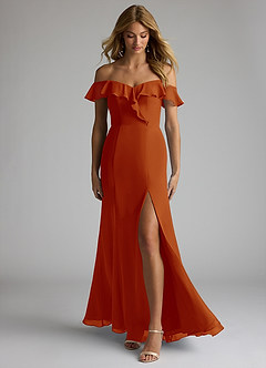 Azazie Sophie Bridesmaid Dresses Paprika A-Line Off the Shoulder Chiffon Convertible Dress image1