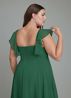 Azazie Leilani Vestidos de damas de honor Vestido Verde Oscuro de Gasa de Línea A con Plisado image12