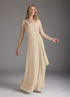 Azazie Weisz Mother of the Bride Dresses Champagne A-Line Square Neckline Pleated Chiffon Dress image10